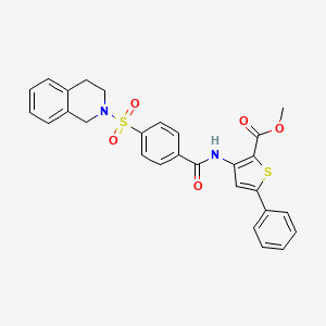 molecular formula C28H24N2O5S2 B2463670 methyl 3-(4-((3,4-dihydroisoquinolin-2(1H)-yl)sulfonyl)benzamido)-5-phenylthiophene-2-carboxylate CAS No. 397289-83-7