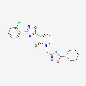 molecular formula C22H20ClN5O3 B2463692 3-(3-(2-氯苯基)-1,2,4-噁二唑-5-基)-1-((5-环己基-1,2,4-噁二唑-3-基)甲基)吡啶-2(1H)-酮 CAS No. 1396684-49-3