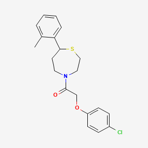 molecular formula C20H22ClNO2S B2463700 2-(4-Chlorophenoxy)-1-(7-(o-tolyl)-1,4-thiazepan-4-yl)ethanone CAS No. 1704640-60-7