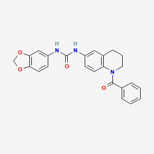 molecular formula C24H21N3O4 B2463705 1-(苯并[d][1,3]二氧杂环-5-基)-3-(1-苯甲酰-1,2,3,4-四氢喹啉-6-基)脲 CAS No. 1203046-89-2