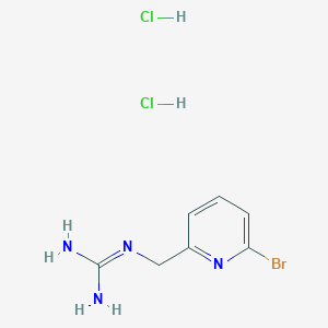 molecular formula C7H11BrCl2N4 B2463713 2-[(6-溴吡啶-2-基)甲基]胍；二盐酸盐 CAS No. 2503205-05-6