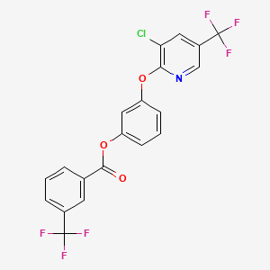 molecular formula C20H10ClF6NO3 B2463718 [3-[3-Chloro-5-(trifluoromethyl)pyridin-2-yl]oxyphenyl] 3-(trifluoromethyl)benzoate CAS No. 338978-06-6