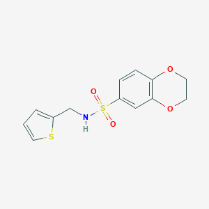 molecular formula C13H13NO4S2 B246372 N-(thiophen-2-ylmethyl)-2,3-dihydro-1,4-benzodioxine-6-sulfonamide 