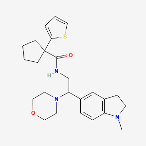 N-(2-(1-methylindolin-5-yl)-2-morpholinoethyl)-1-(thiophen-2-yl)cyclopentanecarboxamide