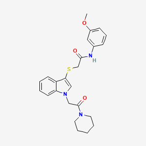 molecular formula C24H27N3O3S B2463733 N-(3-甲氧基苯基)-2-{[1-(2-氧代-2-哌啶-1-基乙基)-1H-吲哚-3-基]硫代}乙酰胺 CAS No. 878052-99-4