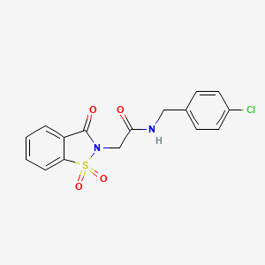 molecular formula C16H13ClN2O4S B2463735 N-(4-chlorobenzyl)-2-(1,1-dioxido-3-oxo-1,2-benzothiazol-2(3H)-yl)acetamide CAS No. 473669-60-2