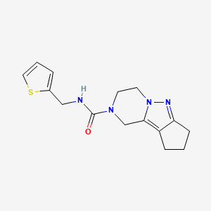molecular formula C15H18N4OS B2463736 N-(thiophen-2-ylmethyl)-3,4,8,9-tetrahydro-1H-cyclopenta[3,4]pyrazolo[1,5-a]pyrazine-2(7H)-carboxamide CAS No. 2034510-11-5