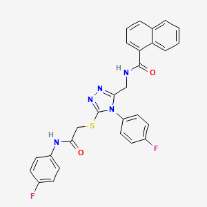 molecular formula C28H21F2N5O2S B2463737 N-[[5-[2-(4-fluoroanilino)-2-oxoethyl]sulfanyl-4-(4-fluorophenyl)-1,2,4-triazol-3-yl]methyl]naphthalene-1-carboxamide CAS No. 393874-11-8