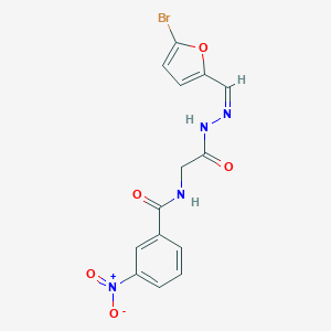 molecular formula C14H11BrN4O5 B246374 N-(2-{2-[(5-bromo-2-furyl)methylene]hydrazino}-2-oxoethyl)-3-nitrobenzamide 