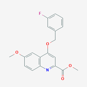 molecular formula C19H16FNO4 B2463748 4-((3-氟苄氧基)-6-甲氧基喹啉-2-甲酸甲酯 CAS No. 1358495-68-7