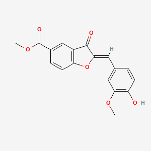 molecular formula C18H14O6 B2463750 (Z)-methyl 2-(4-hydroxy-3-methoxybenzylidene)-3-oxo-2,3-dihydrobenzofuran-5-carboxylate CAS No. 868145-05-5