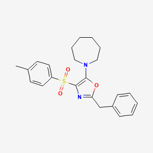 molecular formula C23H26N2O3S B2463753 5-(Azepan-1-yl)-2-benzyl-4-tosyloxazole CAS No. 609332-35-6