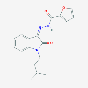 molecular formula C18H19N3O3 B246376 N-[(Z)-[1-(3-methylbutyl)-2-oxoindol-3-ylidene]amino]furan-2-carboxamide 