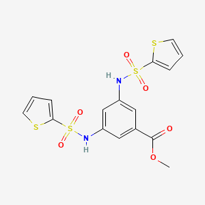 molecular formula C16H14N2O6S4 B2463766 Methyl 3,5-bis(thiophene-2-sulfonamido)benzoate CAS No. 380344-13-8