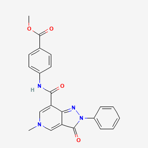 molecular formula C22H18N4O4 B2463771 methyl 4-(5-methyl-3-oxo-2-phenyl-3,5-dihydro-2H-pyrazolo[4,3-c]pyridine-7-carboxamido)benzoate CAS No. 921574-93-8