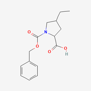molecular formula C15H19NO4 B2463772 4-Ethyl-1-phenylmethoxycarbonylpyrrolidine-2-carboxylic acid CAS No. 2287263-18-5