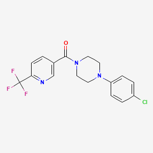 molecular formula C17H15ClF3N3O B2463788 1-(4-Chlorophenyl)-4-[6-(trifluoromethyl)pyridine-3-carbonyl]piperazine CAS No. 1092346-43-4