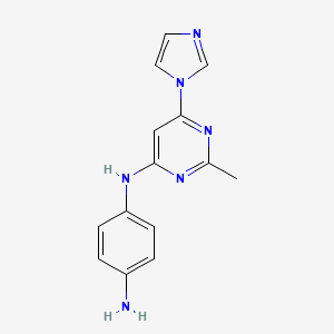 molecular formula C14H14N6 B2463791 N1-(6-(1H-咪唑-1-基)-2-甲基嘧啶-4-基)苯-1,4-二胺 CAS No. 1706446-98-1