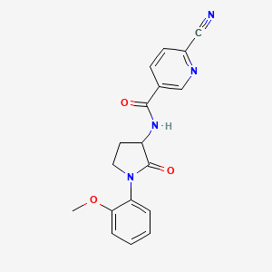 molecular formula C18H16N4O3 B2463797 6-Cyano-N-[1-(2-methoxyphenyl)-2-oxopyrrolidin-3-yl]pyridine-3-carboxamide CAS No. 2223750-94-3