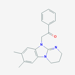 molecular formula C20H21N3O B246380 2-(7,8-dimethyl-3,4-dihydropyrimido[1,2-a]benzimidazol-10(2H)-yl)-1-phenylethanone 