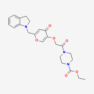 molecular formula C23H27N3O6 B2463801 4-(2-((6-(吲哚-1-基甲基)-4-氧代-4H-吡喃-3-基)氧基)乙酰)哌嗪-1-羧酸乙酯 CAS No. 898440-37-4