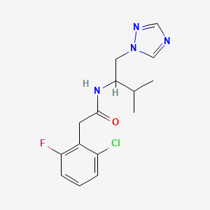 molecular formula C15H18ClFN4O B2463803 2-(2-chloro-6-fluorophenyl)-N-(3-methyl-1-(1H-1,2,4-triazol-1-yl)butan-2-yl)acetamide CAS No. 2034519-51-0