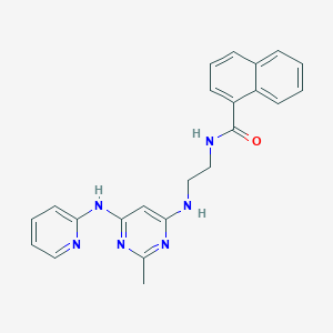 molecular formula C23H22N6O B2463804 N-(2-((2-甲基-6-(吡啶-2-基氨基)嘧啶-4-基)氨基)乙基)-1-萘酰胺 CAS No. 1421485-45-1