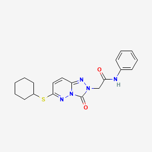 molecular formula C19H21N5O2S B2463805 2-(6-(cyclohexylthio)-3-oxo-[1,2,4]triazolo[4,3-b]pyridazin-2(3H)-yl)-N-phenylacetamide CAS No. 1040652-42-3