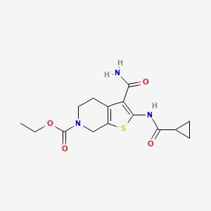 molecular formula C15H19N3O4S B2463807 3-氨基羰基-2-(环丙烷甲酰氨基)-4,5-二氢噻吩并[2,3-c]吡啶-6(7H)-甲酸乙酯 CAS No. 848328-33-6