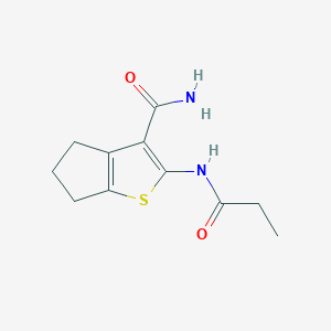 molecular formula C11H14N2O2S B246381 2-(propanoylamino)-5,6-dihydro-4H-cyclopenta[b]thiophene-3-carboxamide 