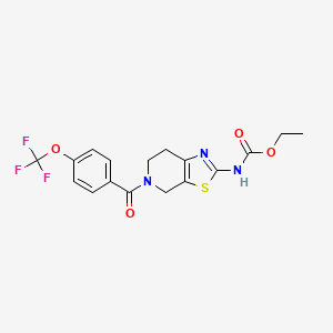 molecular formula C17H16F3N3O4S B2463818 Ethyl (5-(4-(trifluoromethoxy)benzoyl)-4,5,6,7-tetrahydrothiazolo[5,4-c]pyridin-2-yl)carbamate CAS No. 1351612-09-3