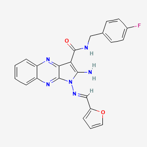 (E)-2-amino-N-(4-fluorobenzyl)-1-((furan-2-ylmethylene)amino)-1H-pyrrolo[2,3-b]quinoxaline-3-carboxamide
