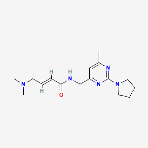 (E)-4-(Dimethylamino)-N-[(6-methyl-2-pyrrolidin-1-ylpyrimidin-4-yl)methyl]but-2-enamide