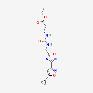 Ethyl 3-(3-((3-(5-cyclopropylisoxazol-3-yl)-1,2,4-oxadiazol-5-yl)methyl)ureido)propanoate