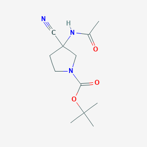 molecular formula C12H19N3O3 B2463859 Tert-butyl 3-cyano-3-acetamidopyrrolidine-1-carboxylate CAS No. 1803582-78-6