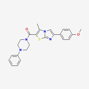 molecular formula C24H24N4O2S B2463861 (6-(4-Methoxyphenyl)-3-methylimidazo[2,1-b]thiazol-2-yl)(4-phenylpiperazin-1-yl)methanone CAS No. 852134-53-3