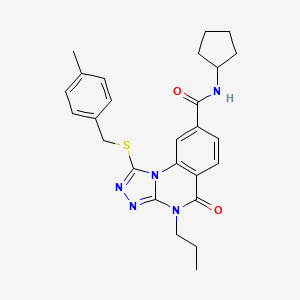 molecular formula C26H29N5O2S B2463862 N-cyclopentyl-1-((4-methylbenzyl)thio)-5-oxo-4-propyl-4,5-dihydro-[1,2,4]triazolo[4,3-a]quinazoline-8-carboxamide CAS No. 1114830-25-9
