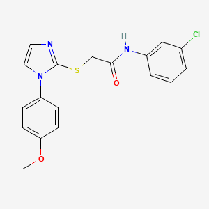 molecular formula C18H16ClN3O2S B2463865 N-(3-chlorophenyl)-2-[1-(4-methoxyphenyl)imidazol-2-yl]sulfanylacetamide CAS No. 688336-05-2