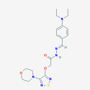 molecular formula C19H26N6O3S B246388 N'-{(E)-[4-(diethylamino)phenyl]methylidene}-2-{[4-(morpholin-4-yl)-1,2,5-thiadiazol-3-yl]oxy}acetohydrazide 