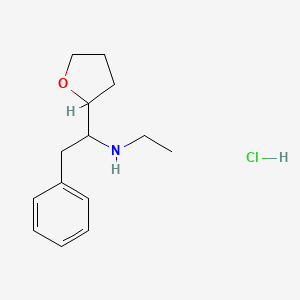 molecular formula C14H22ClNO B2463881 N-Ethyl-1-(oxolan-2-yl)-2-phenylethanamine;hydrochloride CAS No. 92321-73-8