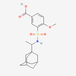 molecular formula C20H27NO5S B2463887 3-(1-金刚烷-1-基-乙硫酰胺基)-4-甲氧基-苯甲酸 CAS No. 735305-61-0