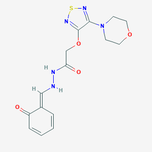 2-[(4-morpholin-4-yl-1,2,5-thiadiazol-3-yl)oxy]-N'-[(E)-(6-oxocyclohexa-2,4-dien-1-ylidene)methyl]acetohydrazide