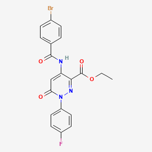 molecular formula C20H15BrFN3O4 B2463891 Ethyl 4-(4-bromobenzamido)-1-(4-fluorophenyl)-6-oxo-1,6-dihydropyridazine-3-carboxylate CAS No. 946363-77-5