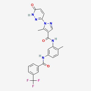 molecular formula C24H19F3N6O3 B2463899 5-Methyl-N-[2-methyl-5-[[3-(trifluoromethyl)benzoyl]amino]phenyl]-1-(6-oxo-1H-pyridazin-3-yl)pyrazole-4-carboxamide CAS No. 2418671-22-2