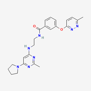 N-(2-((2-methyl-6-(pyrrolidin-1-yl)pyrimidin-4-yl)amino)ethyl)-3-((6-methylpyridazin-3-yl)oxy)benzamide
