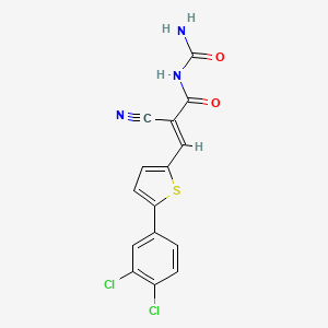 molecular formula C15H9Cl2N3O2S B2463907 (E)-N-carbamoyl-2-cyano-3-[5-(3,4-dichlorophenyl)thiophen-2-yl]prop-2-enamide CAS No. 1111554-24-5