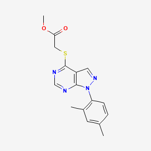 molecular formula C16H16N4O2S B2463912 2-[1-(2,4-二甲基苯基)吡唑并[3,4-d]嘧啶-4-基]硫代乙酸甲酯 CAS No. 893929-51-6