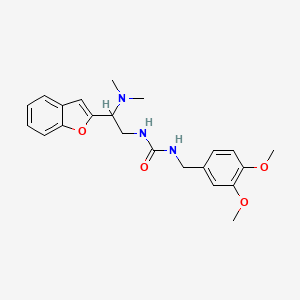 molecular formula C22H27N3O4 B2463913 1-(2-(Benzofuran-2-yl)-2-(dimethylamino)ethyl)-3-(3,4-dimethoxybenzyl)urea CAS No. 2034563-55-6