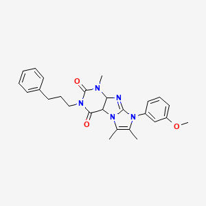 molecular formula C26H27N5O3 B2463914 8-(3-methoxyphenyl)-1,6,7-trimethyl-3-(3-phenylpropyl)-1H,2H,3H,4H,8H-imidazo[1,2-g]purine-2,4-dione CAS No. 906161-26-0