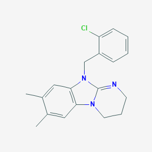 molecular formula C19H20ClN3 B246392 10-(2-Chlorobenzyl)-7,8-dimethyl-2,3,4,10-tetrahydropyrimido[1,2-a]benzimidazole 